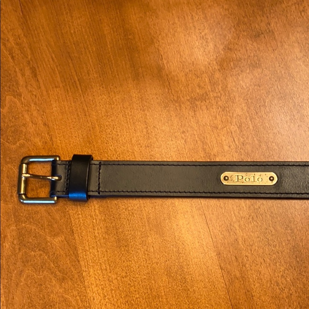 Men's Polo Black Leather Belt